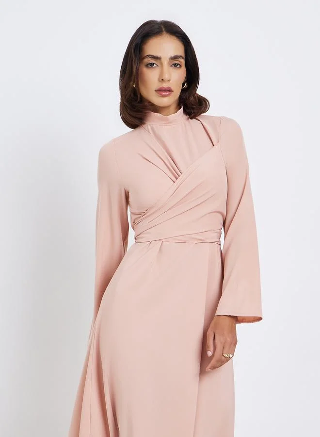 Styli Women Pink A-Line Wrap Maxi Dress